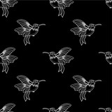 Abstract seamless hummingbird pattern for girls or boys. Creative vector background with hummingbird, birds. Funny wallpaper for textile and fabric. Fashion birds style. Monochrome birds, gull picture