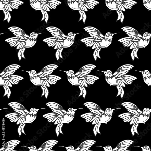 Abstract seamless hummingbird pattern for girls or boys. Creative vector background with hummingbird, birds. Funny wallpaper for textile and fabric. Fashion birds style. Monochrome birds, gull picture