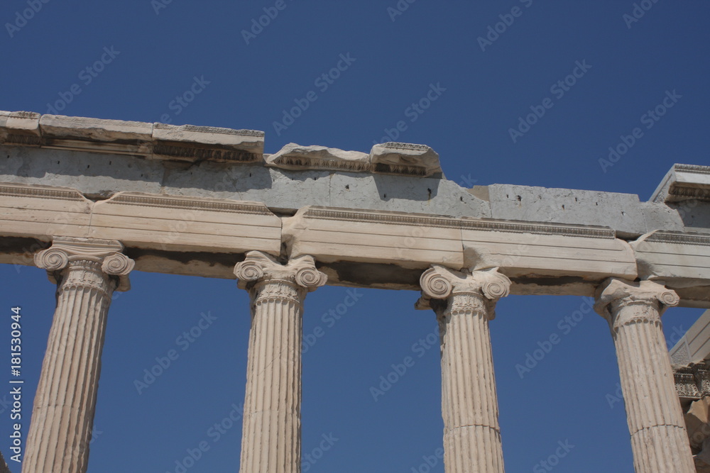 Photo of iconic Erechtheion with famous Caryatids, Acropolis hill, Athens historic center, Attica, Greece