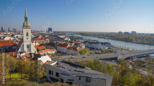 Canvas Print Panorama of Bratislava with the Danube, Slovakia
