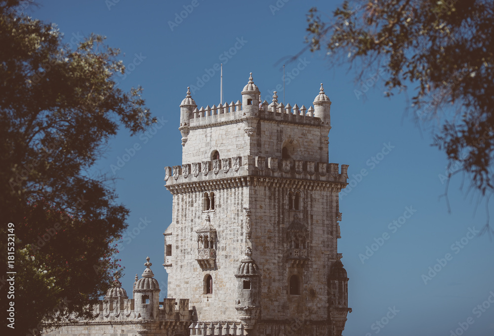 Popular Belem Tower or Tower of St Vincent in Lisbon.