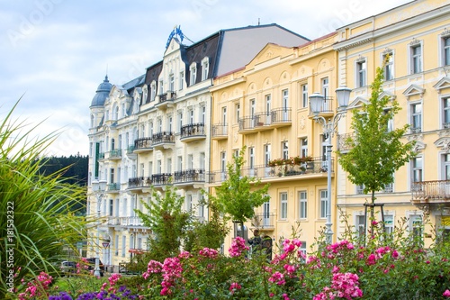 Goethe square and spa public park - center of Marianske Lazne (Marienbad) - great famous Bohemian spa town in the west part of the Czech Republic (region Karlovy Vary) photo