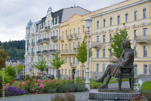 Goethe square and spa public park - center of Marianske Lazne (Marienbad) - great famous Bohemian spa town in the west part of the Czech Republic (region Karlovy Vary)