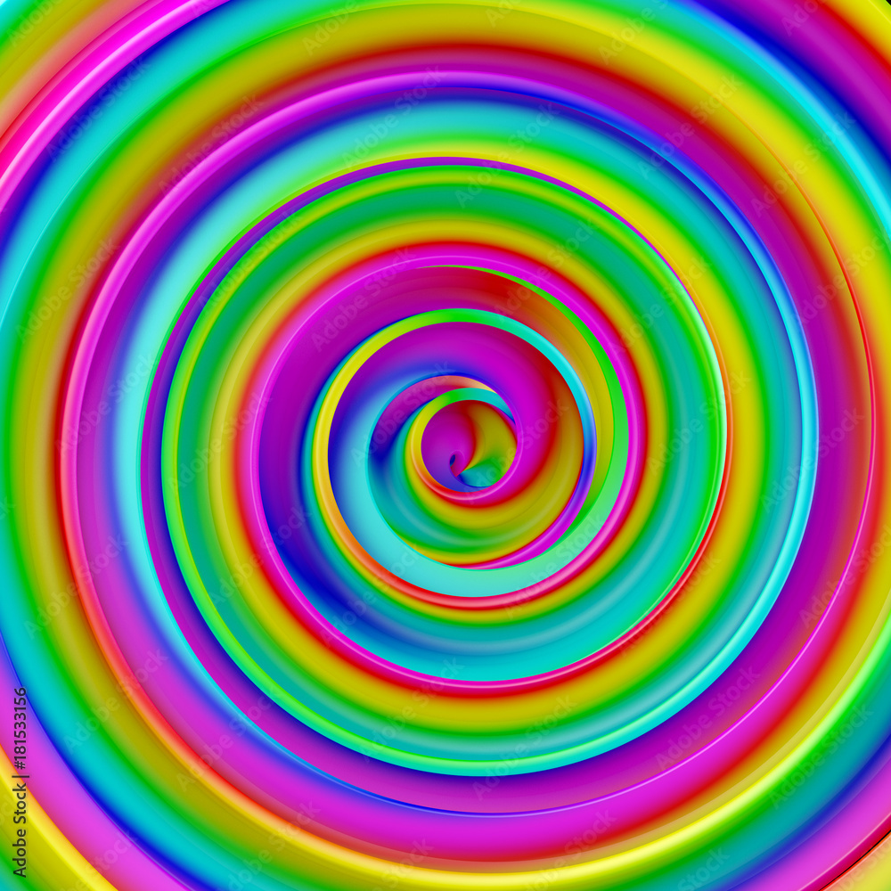Colorful gradient twisted spiral hypnotic shape abstract 3D render Colorful gradient twisted spiral hypnotic shape abstract 3D render