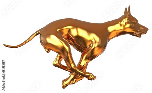 Golden Yellow Dog 3D Illustration Isolated On White