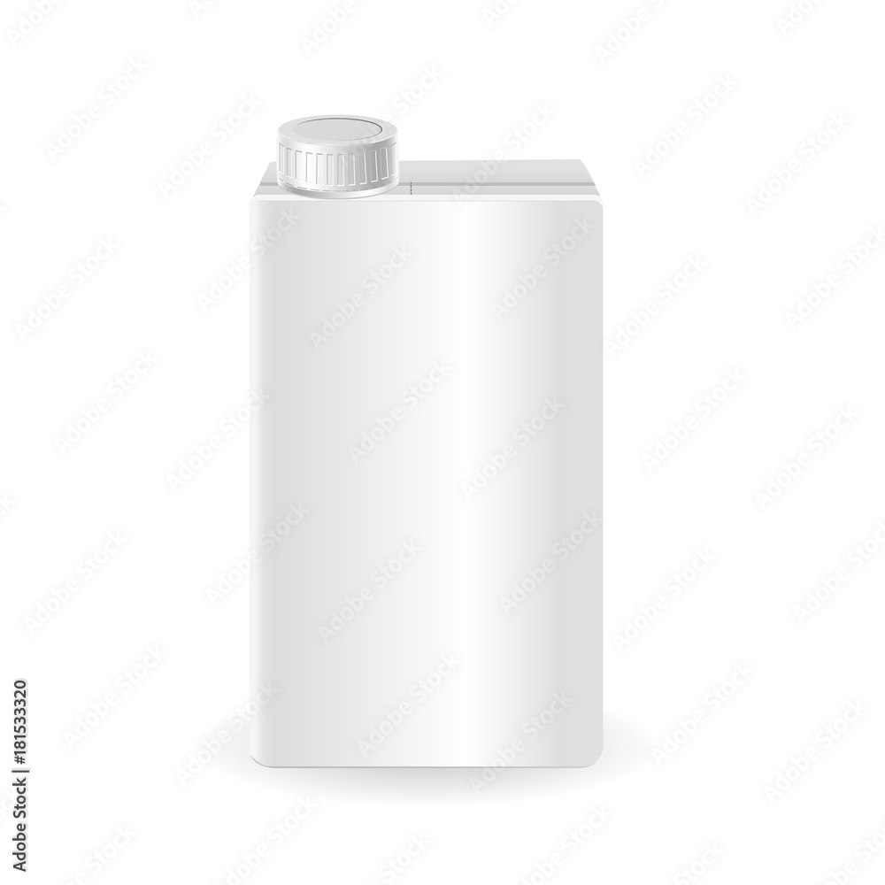 Realistic vector 3d mock up of milk or juice box on white background. Carton liter package with cap isolated Realistic vector 3d mock up of milk or juice box on white background. Carton liter package with cap isolated