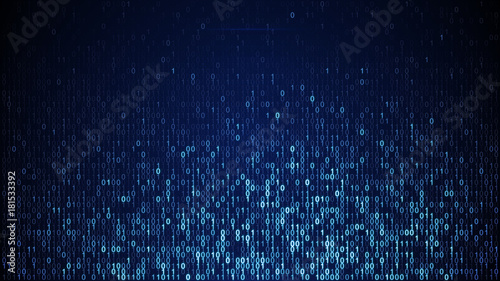 Blue digital binary data code photo