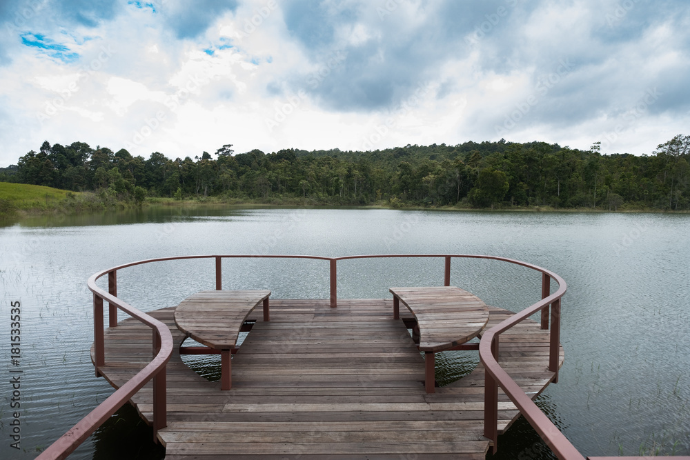 before raining at heart Terrace on khoa yai lake in Thailand