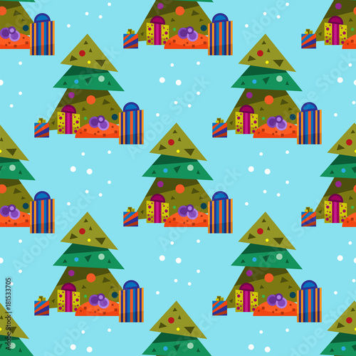 Merry Christmas greeting card seamless pattern background vector holidays winter New Year celebration decoration.