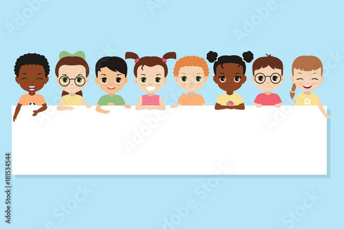 Children and banner