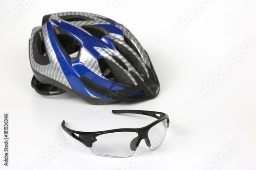 bike transparent glasses on the background of the helmet.