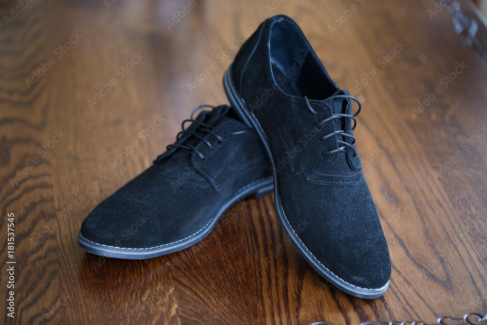 Classic black men's shoes with suede Classic black men's shoes with suede