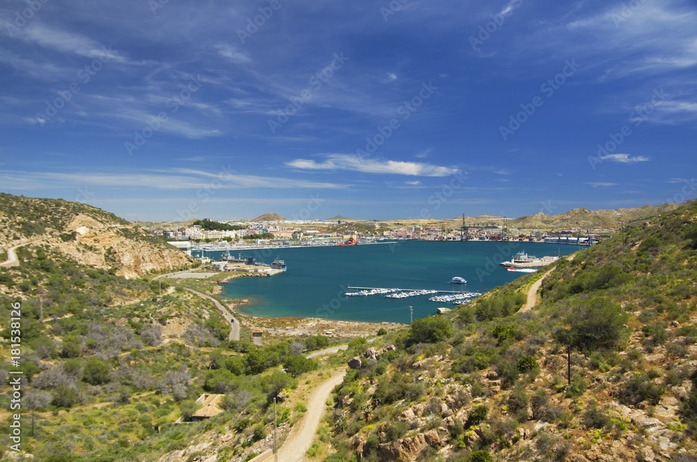 View on Cartagena and Mediterranean Sea in Murcia, Spain