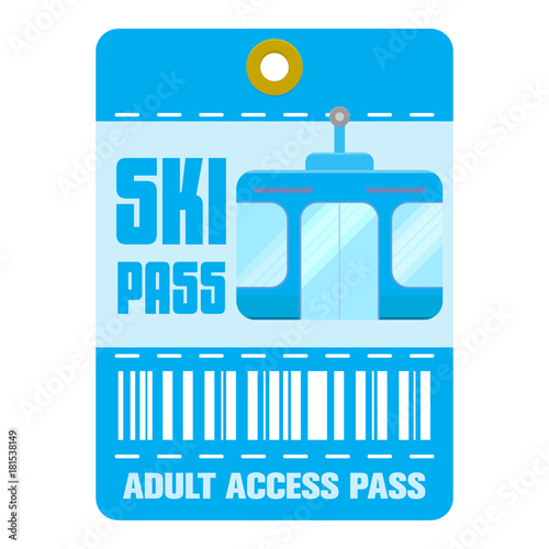 Ski pass template , flat style