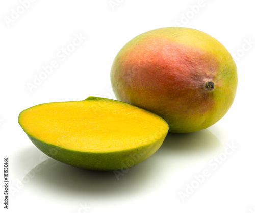 Mango sweet isolated.Mango isolated on white background one whole one half.