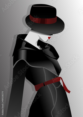 mujer gabardina sombrero
