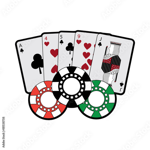 cards with chips casino related icons image vector illustration design 