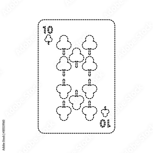 ten of clover or clubs french playing cards related icon image vector illustration design black dotted line