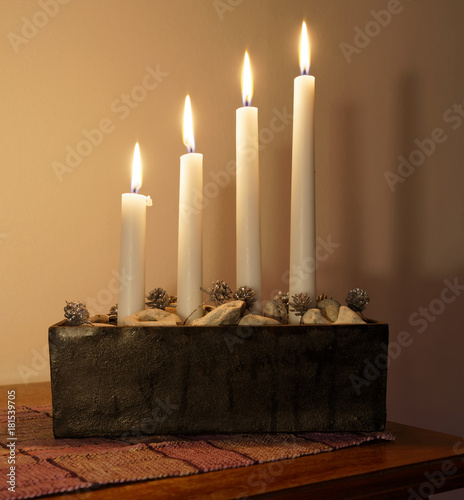 Photography Advent Candle stick holder with four candles
