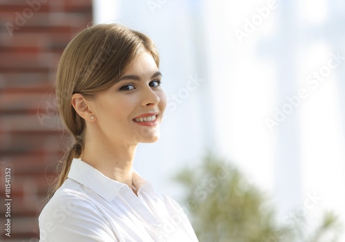 closeup of a confident young woman
