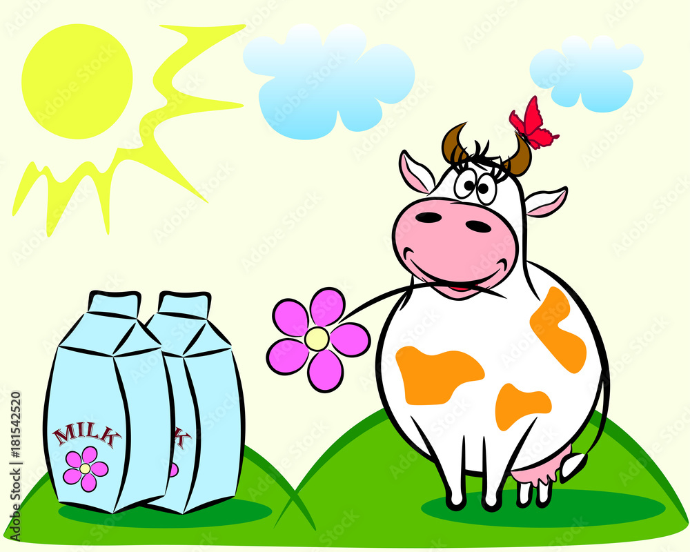 Fototapeta premium cow and milk