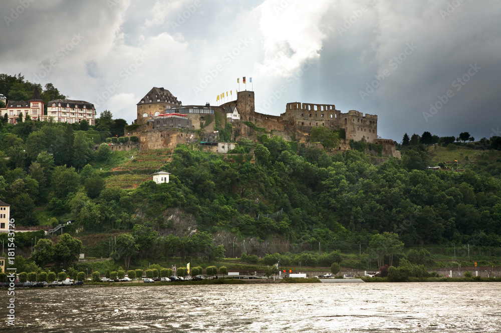 Rheinfels Castle (Burg Rheinfels) in Sankt Goar am Rhein. Germany     