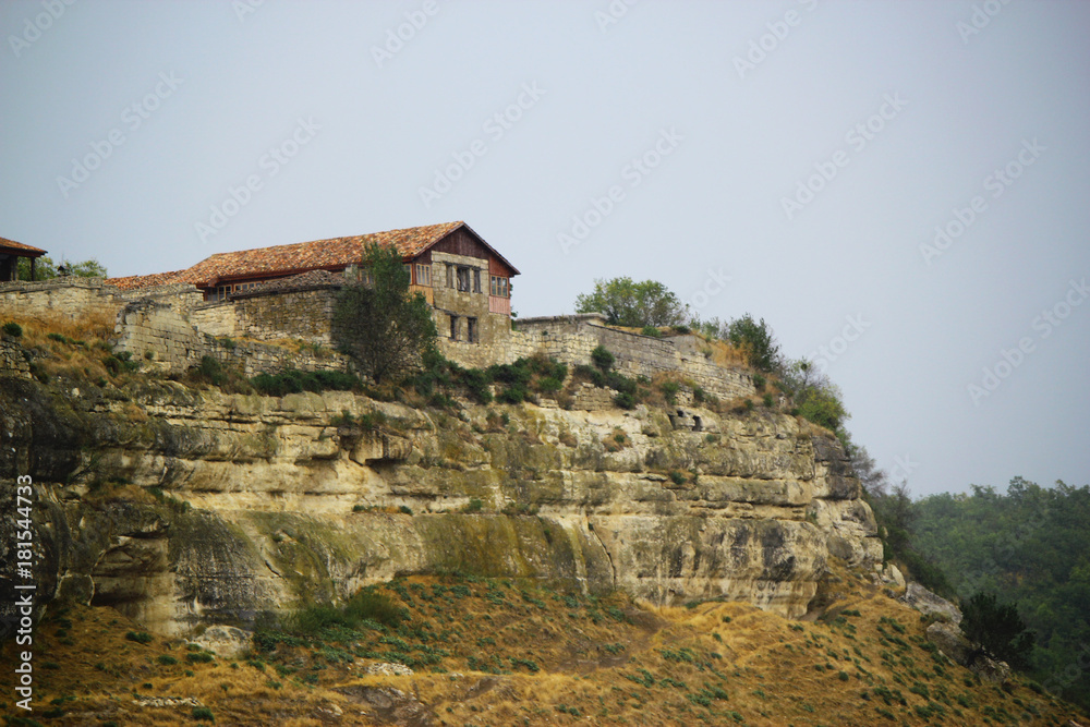 Ancient cave town/city of Crimean Tatar - Chufut-Kale, Mangup-Kale, Bakhchisaray. Historical ruins and amazing place. The Caves was built in the limestone walls. Cultural Landscape.