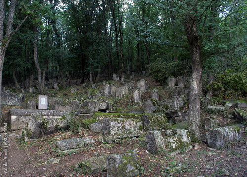 Karaite Cemetery Balta-Tijmez at Chufut-Kale, the Crimea.