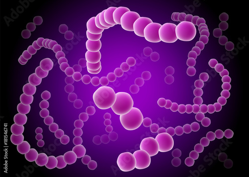 Colony of bacterial cells. Velvet  luminescence, Purple Virus, flagellum bacteria, microbe, germ background.
