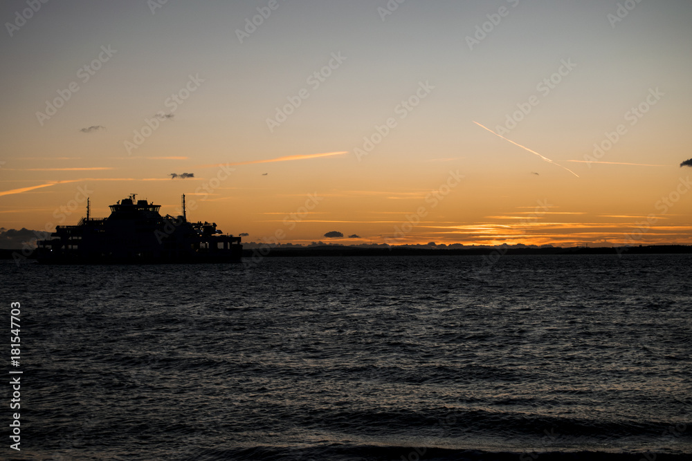 Ships in Sunset