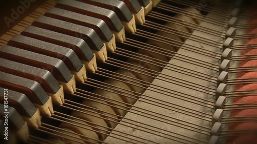 Close up, piano strings