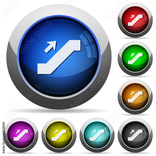 Escalator up sign round glossy buttons