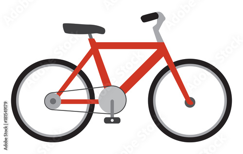 Flat vector bicycle with red frame