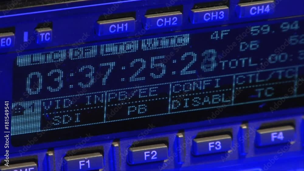 Close up HDCAM deck LCD panel Close up HDCAM deck LCD panel
