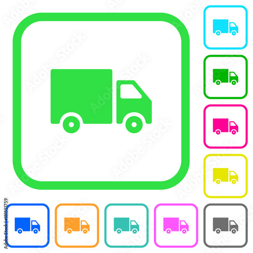 Delivery truck vivid colored flat icons icons