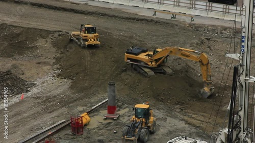 Tractors in construction site