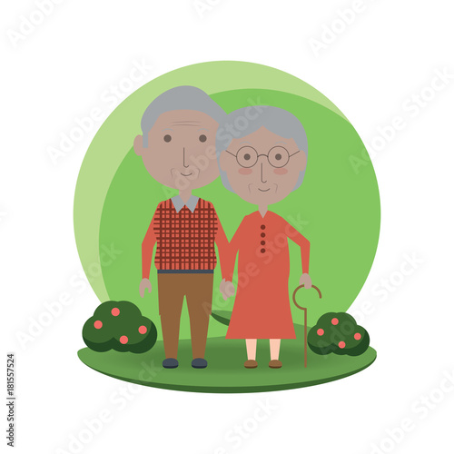 cartoon eldery couple icon over white background colorful design vector illustration