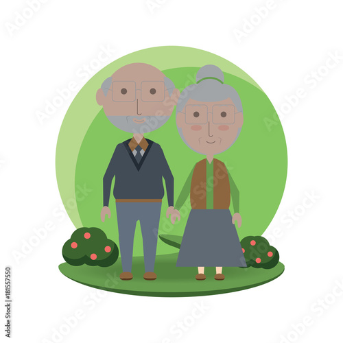 cartoon eldery couple icon over white background colorful design vector illustration