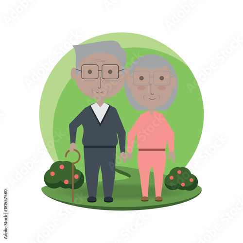 cartoon eldery couple icon over white background colorful design vector illustration