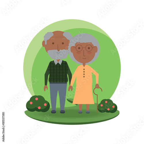 cartoon eldery couple icon over white background colorful design vector illustration