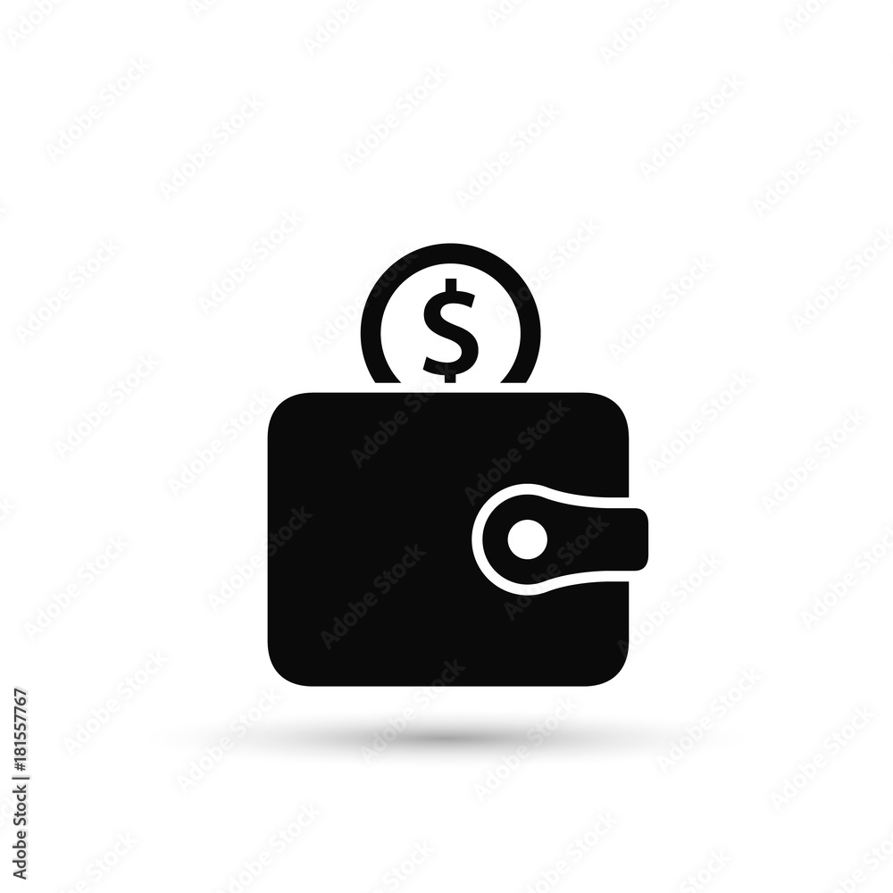 Wallet with coin icon, vector isolated simple symbol Wallet with coin icon, vector isolated simple symbol