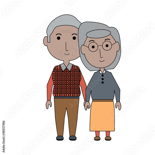 cartoon eldery couple icon over white background colorful design vector illustration
