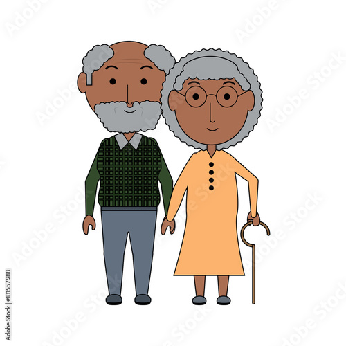 cartoon eldery couple icon over white background colorful design vector illustration