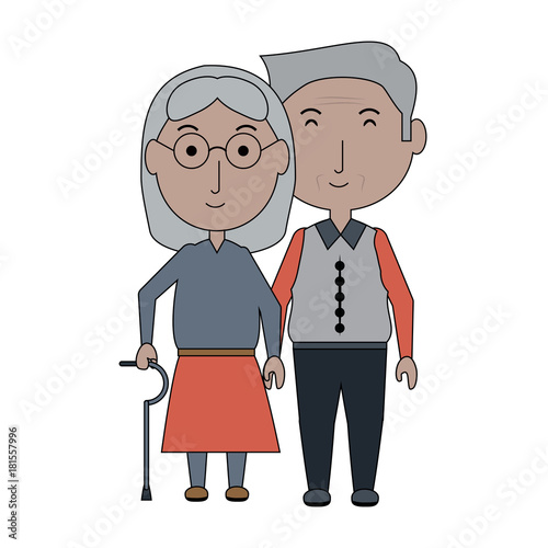 cartoon eldery couple icon over white background colorful design vector illustration
