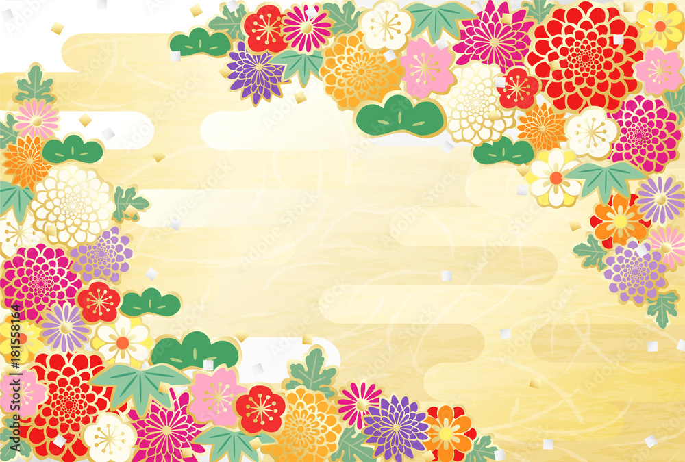 Φωτογραφία 和柄　カラフル　花柄
