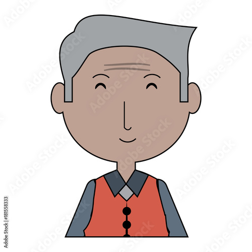 cartoon elderly man icon over white background colorful design vector illustration