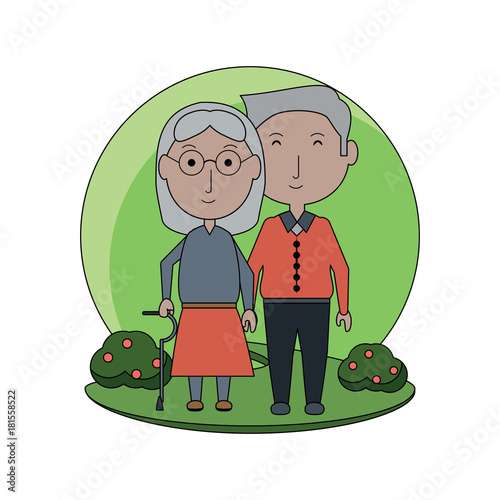 cartoon eldery couple icon over white background colorful design vector illustration