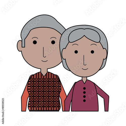cartoon eldery couple icon over white background colorful design vector illustration