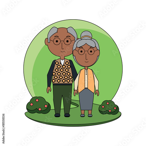 cartoon eldery couple icon over white background colorful design vector illustration
