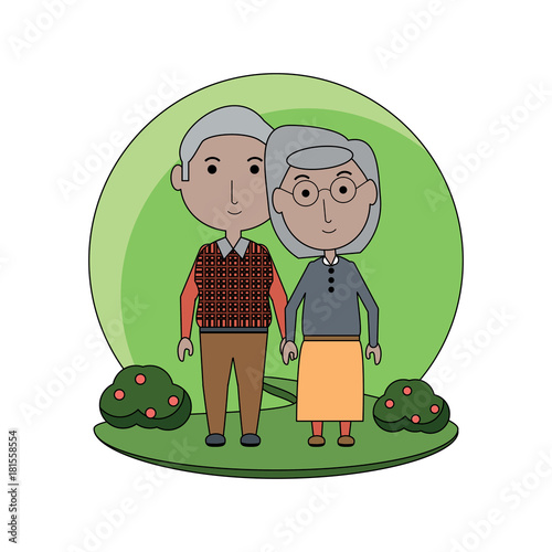 cartoon eldery couple icon over white background colorful design vector illustration